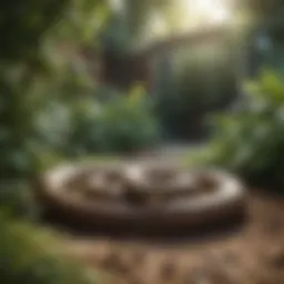 A snake slithering through a garden