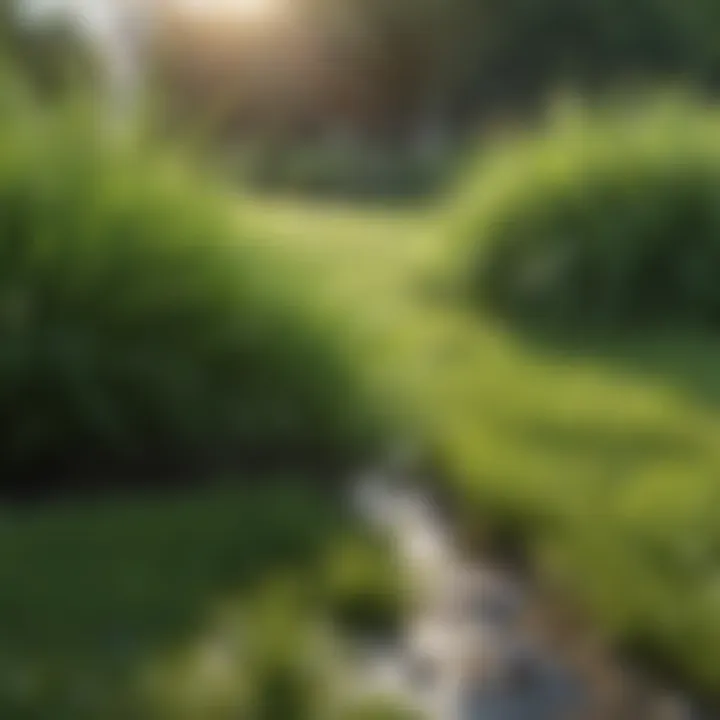 Healthy lawn contrasted with soggy grass