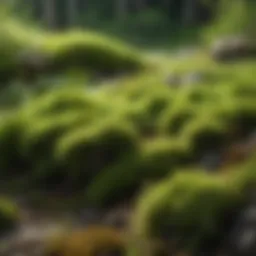 Lush green lawn with patches of moss