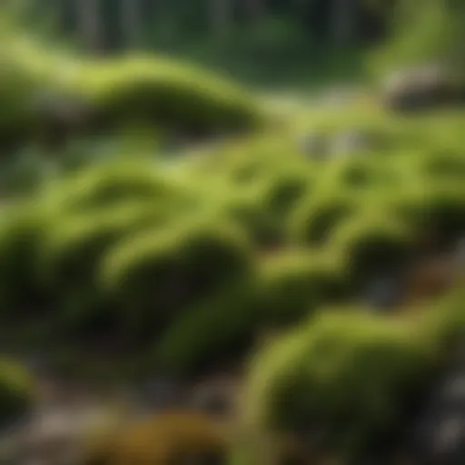 Lush green lawn with patches of moss
