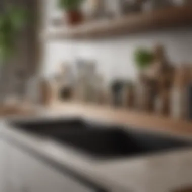 An elegantly organized kitchen counter showcasing stylish storage solutions