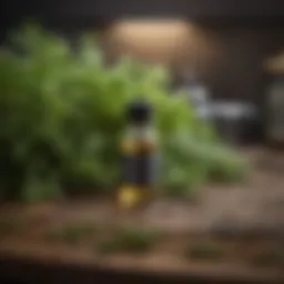 A close-up view of fresh herbs and essential oils for natural deodorizing