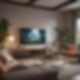 Innovative home game setup in a stylish living room
