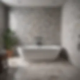 Elegant tile design surrounding a modern bathtub