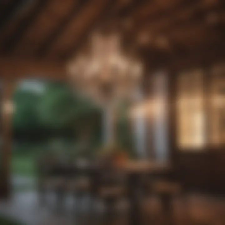 Charming vintage-inspired chandelier adding character to a patio