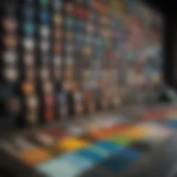 Color swatches arranged in an artistic display