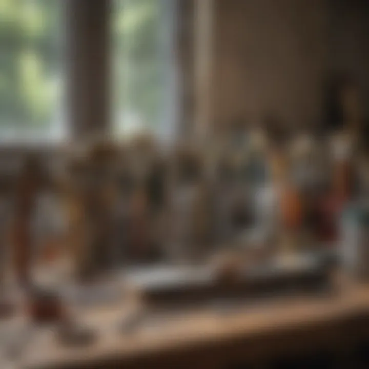 Clean and organized painting tools on a surface