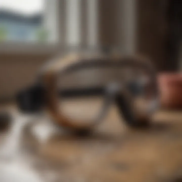 Safety goggles for protection during tile removal