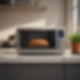 A sleek, modern toaster oven in a stylish kitchen setting