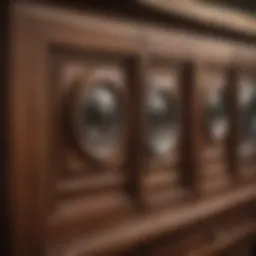 Close-up of wooden cabinet surfaces undergoing refinishing