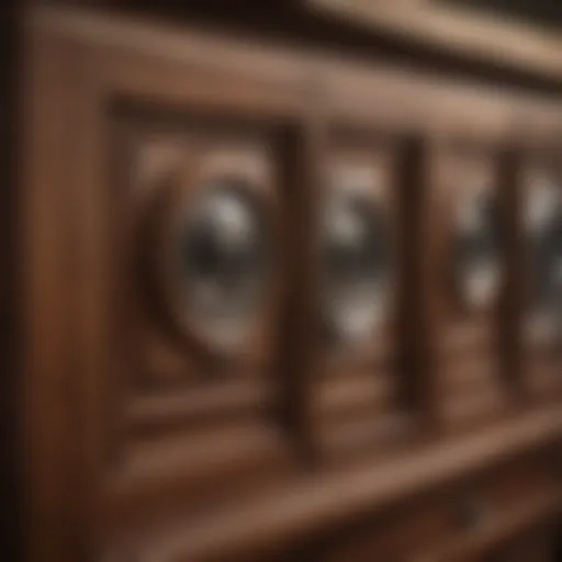 Close-up of wooden cabinet surfaces undergoing refinishing
