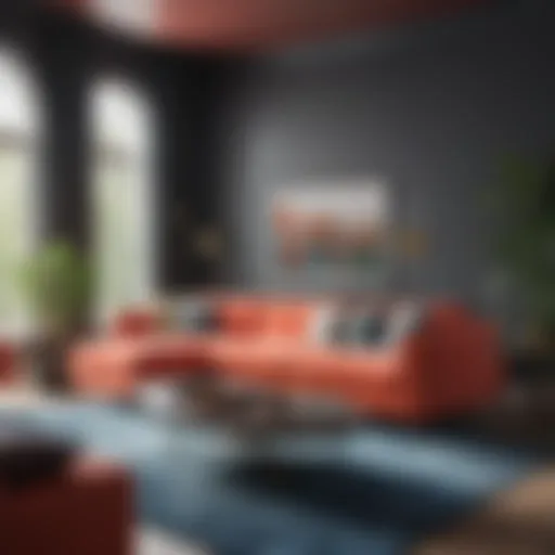 Modern sectional sofa in a vibrant living room setting