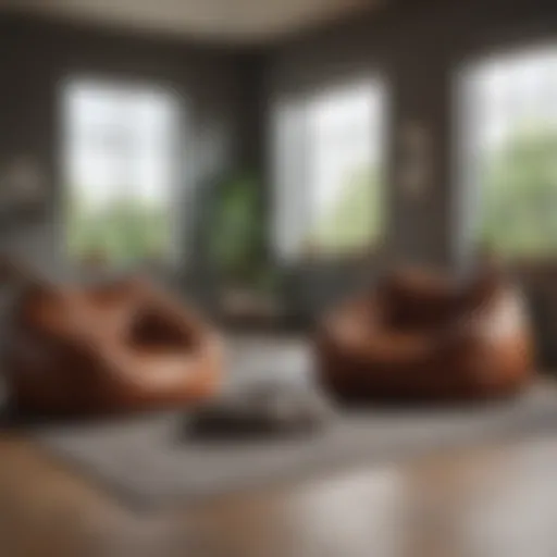 Luxurious bean bag chairs in a modern living room setting