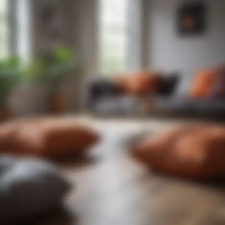 Chic floor cushions arranged in a stylish living room