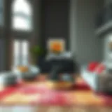 The Impact of Vibrant Area Rugs on Living Spaces Elegant living room with a vibrant area rug