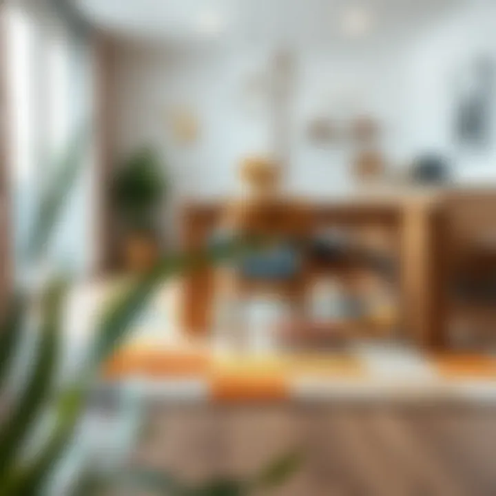 Stylishly arranged area rug in a modern dining area