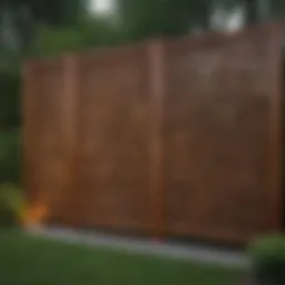 Elegant wooden privacy screen in a serene backyard