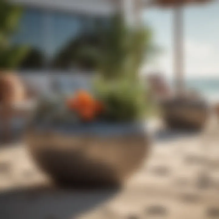 Outdoor patio adorned with beach-inspired accents