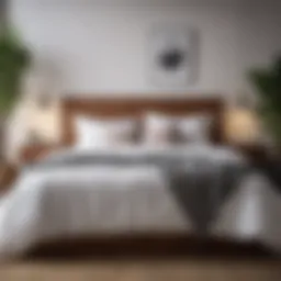 Stylish bed frame without a headboard in modern bedroom