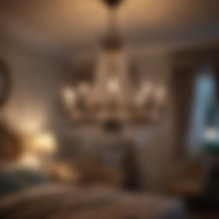 Vintage-inspired chandelier adding charm to a classic bedroom