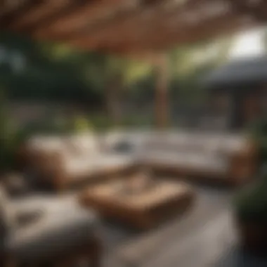 Cozy Outdoor Gathering with Acacia Sectional Acacia wood sectional arranged for a cozy outdoor gathering