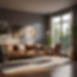 Soft cool light illuminating a cozy living space