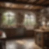Rustic kitchen with wooden beams and vintage decor
