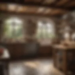 Rustic kitchen with wooden beams and vintage decor