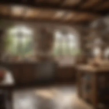 Rustic kitchen with wooden beams and vintage decor