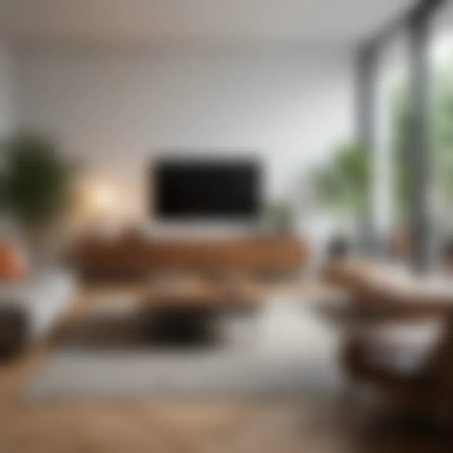 A contemporary living room showcasing minimalistic furniture and clean lines.