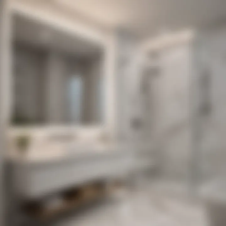 Beautifully designed bathroom with white marble accents