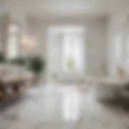 Luxurious bathroom featuring white marble floor tiles