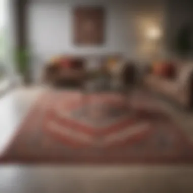 Diverse Floor Rugs in Living Room An elegant living room showcasing a variety of floor rugs with diverse patterns and textures.