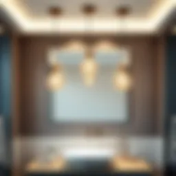 Elegant pendant lights hanging over a modern bathroom sink