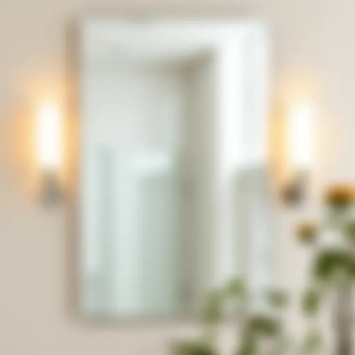 Wall sconces illuminating a luxurious bathroom mirror
