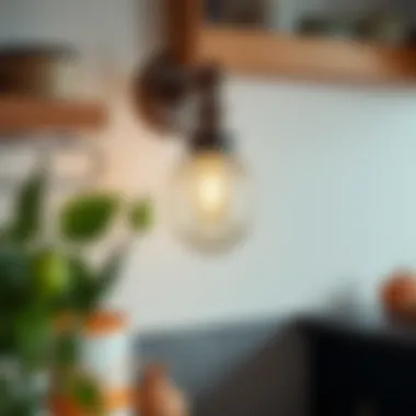 Unique wall-mounted light fixture adding character to kitchen space