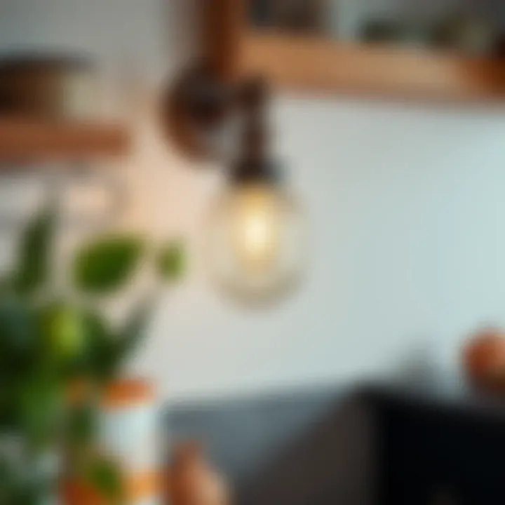 Unique wall-mounted light fixture adding character to kitchen space