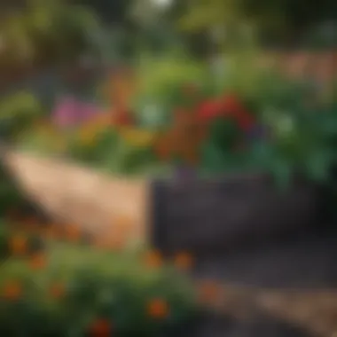 Raised Garden Bed Design A beautifully arranged raised garden bed filled with colorful flowers and vegetables.