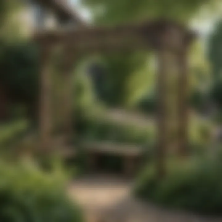Rustic trellis integrated into a cottage garden