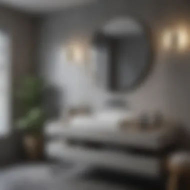 Elegant Bathroom Soft Gray Palette Elegant bathroom featuring a soft gray color palette
