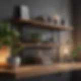 Elegant wooden display shelf showcasing decorative items