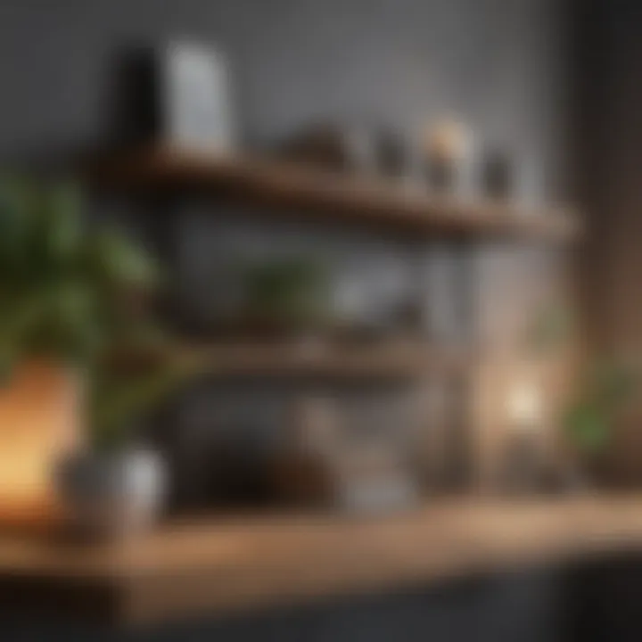 Elegant wooden display shelf showcasing decorative items