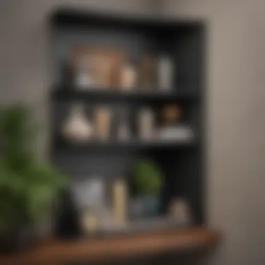 Stylish corner shelf filled with curated decorative pieces