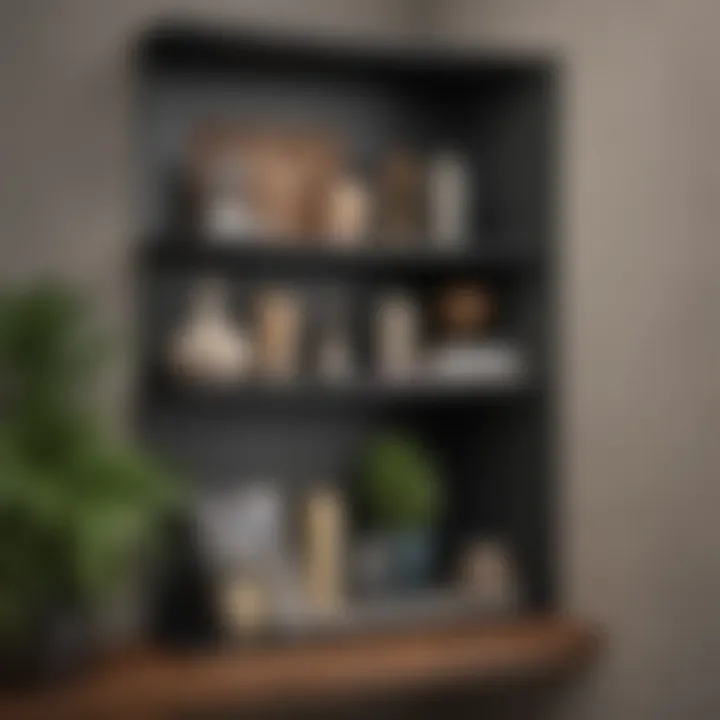 Stylish corner shelf filled with curated decorative pieces