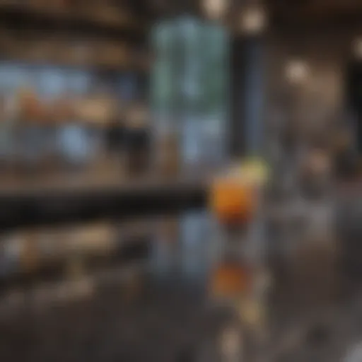 Sleek modern bar countertop with a reflective surface