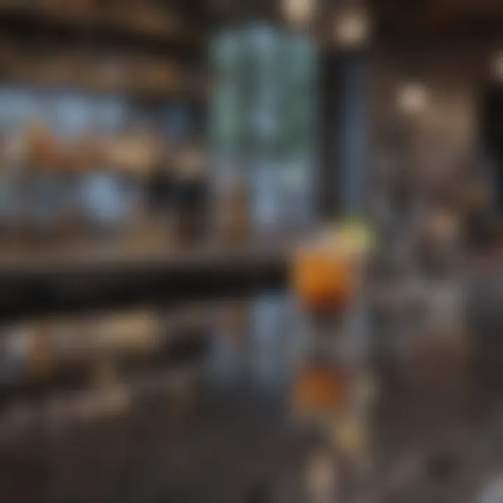 Sleek modern bar countertop with a reflective surface