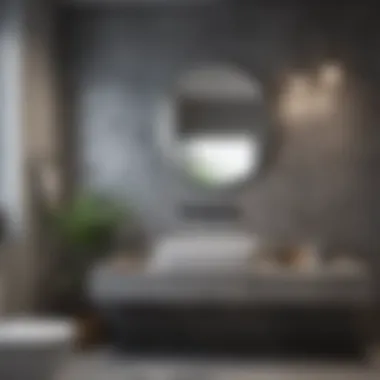 Grey-Themed Bathroom with Material Variety Grey-themed bathroom showcasing a blend of materials
