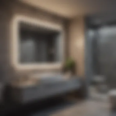 Luxurious Grey Bathroom with Elegant Lighting Luxurious grey bathroom featuring elegant lighting