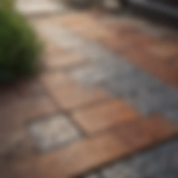 A close-up of various materials used in patio design, showcasing texture and color