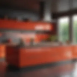 Contemporary kitchen showcasing vibrant color accents